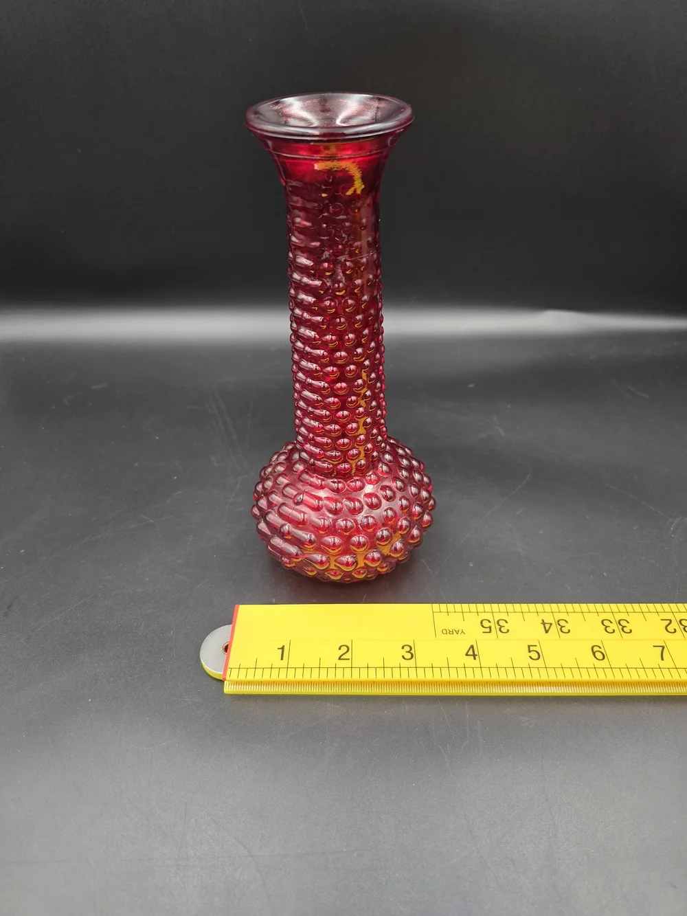 Red Hobnail Bud Vase - Decorative Glass Accent